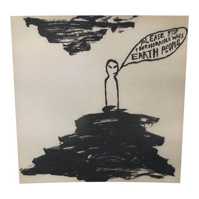 Chris Johanson Signed Limited Aquatint Print Perceptions #5 Stop Earth People For Sale