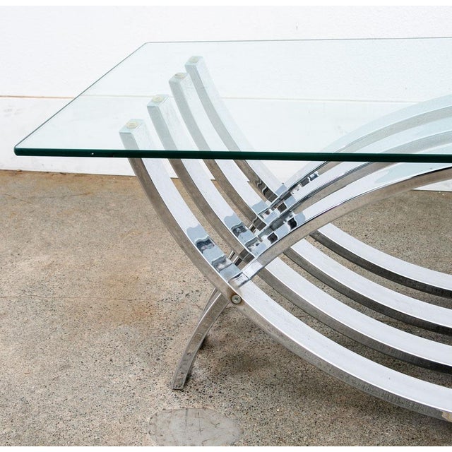 Mid Century Modern Coffee Table Chrome Glass Rectangular Vintage Sculptural MCM For Sale In Sacramento - Image 6 of 11