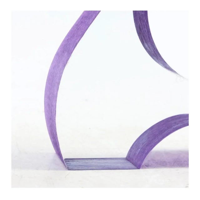 Metal Circa 1993 Modern Design Lucite Sculptured Double Arm Candle Holder, in Purple. Signed LePage For Sale - Image 7 of 12