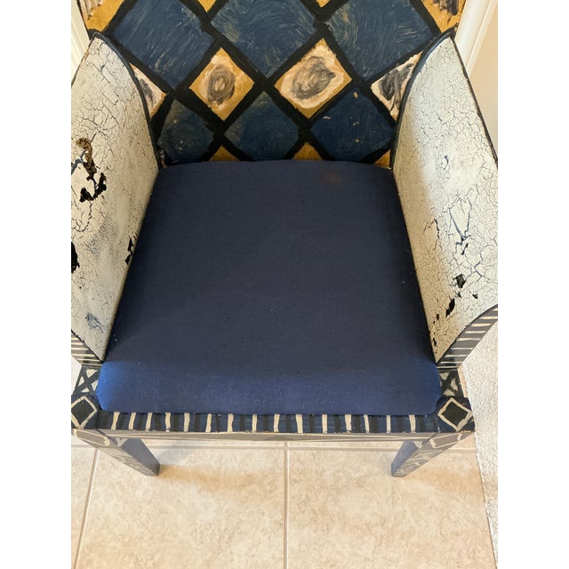 Blue John Wilkie One-of-a-Kind Hand-Painted Whimsical Artisan Accent Chair For Sale - Image 8 of 14