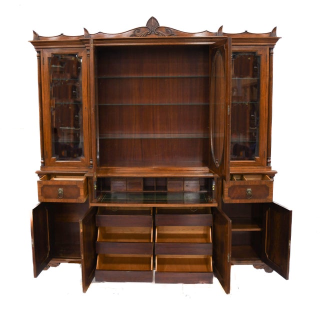 This Traditional Mahogany Drop Front Secretary Cabinet is an impressive and beautifully detailed piece of furniture. The...