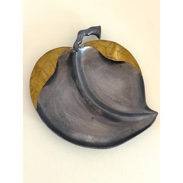 Mid 20th Century Vintage Saks Fifth Ave Asian Brass Peach Bowl For Sale - Image 5 of 10