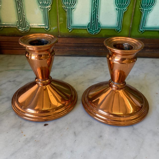 1970s Classical Copper Candleholders - a Pair For Sale In Atlanta - Image 6 of 6