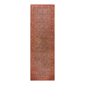 1890s Blue Navy Herati Tribal Antique Nw Persian Galley Rug 7'8" X 22'10" Handknotted Wool Carpet