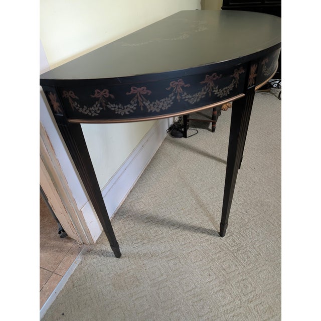Mid 20th Century Maitland Smith Chinoiserie Style Demi Lune Console Table For Sale - Image 15 of 17