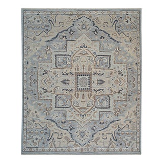 10x14 Unique Comfortable Blue Traditional Floral Hand Knotted Wool Carpet Rug For Sale