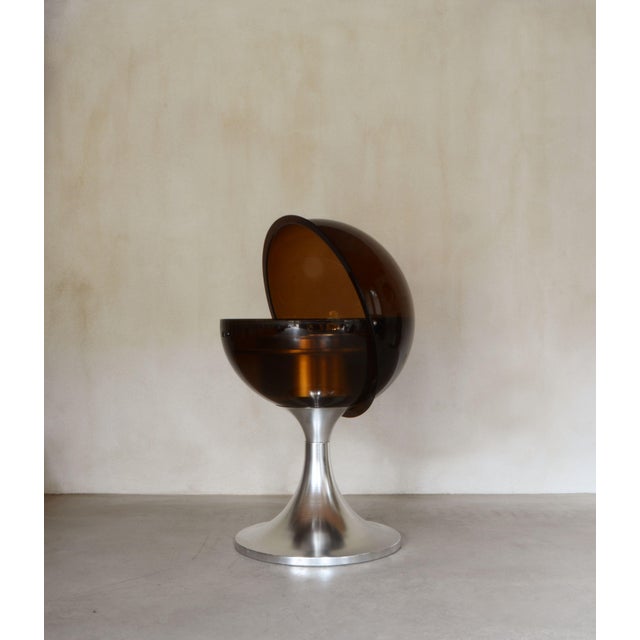 space age bar cabinet. Orange brown plastic and aluminium W xxcm L xxcm H xxcm