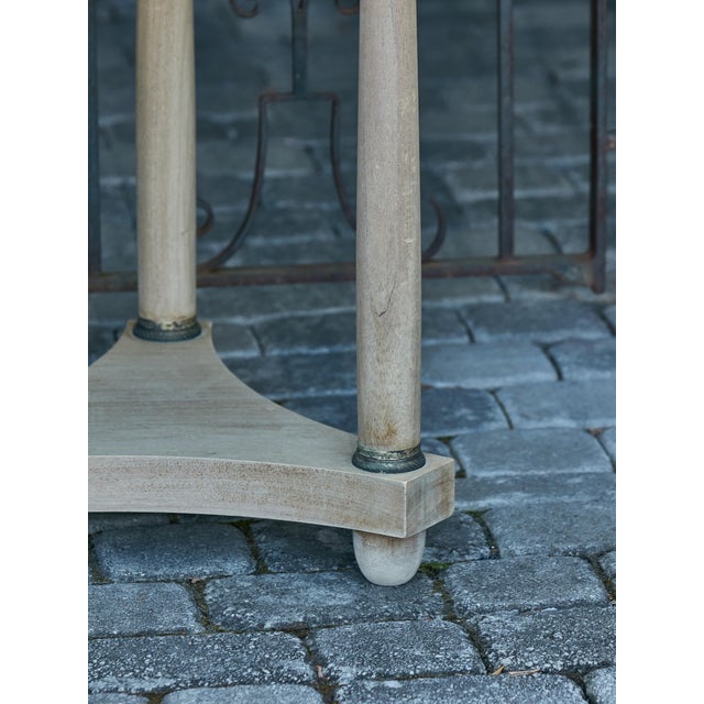 French Empire Style 19th Century Bleached Table with Marble Top and Column Legs For Sale In Atlanta - Image 6 of 12