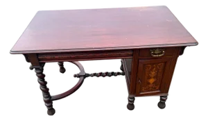 Antique Victorian Barley Twist Leg Inlaid Desk