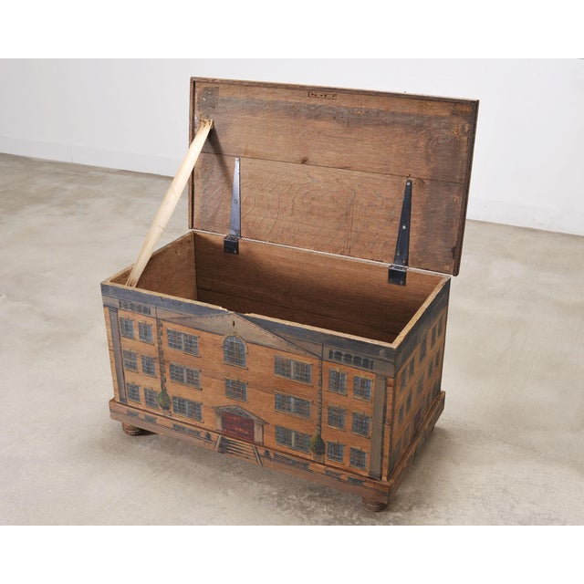 Wood 19th C. Country English Painted Georgian House Blanket Chest For Sale - Image 7 of 18