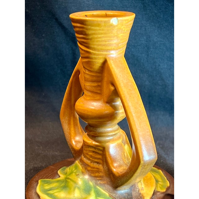American Pair of Roseville Water Lily Candlesticks For Sale - Image 3 of 5