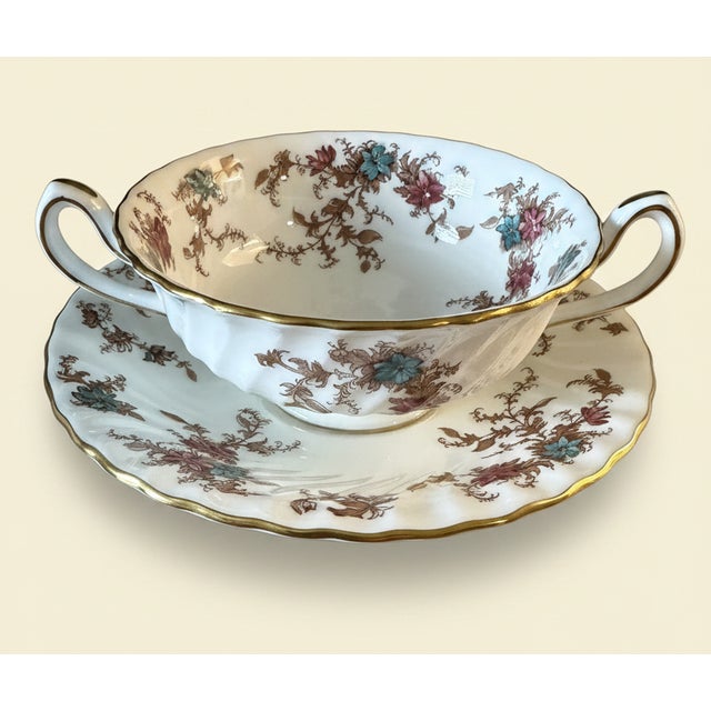 Ceramic 146-Piece Vintage Minton England "Ancestral" Fine Bone China Dinner Service for 18 – Estate Collection Circa 1965-1985 With Serving Pieces For Sale - Image 7 of 18