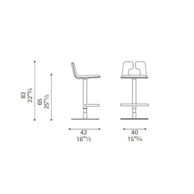 Genuine Poltrona Frau Alo Orange Leather Stool, Counter Height Fluid, dynamic, ergonomic, and decidedly modern designs. A...