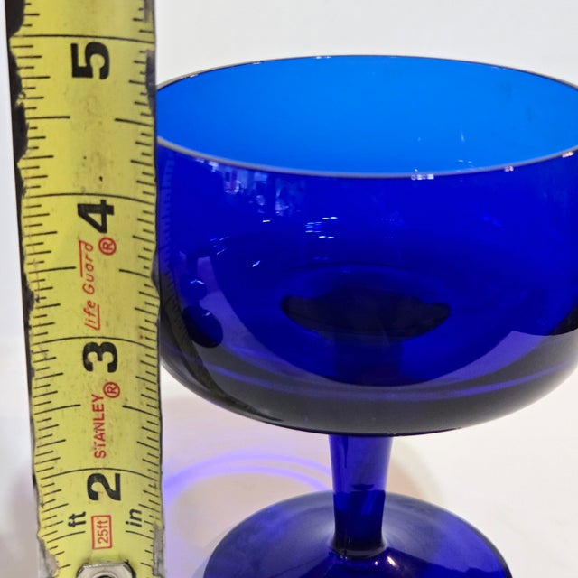 Vintage Gorham Mid Centruy Modern Cobalt Blue Glasses Champagne / Tall Sherbet - Set of 6 For Sale In Minneapolis - Image 6 of 8