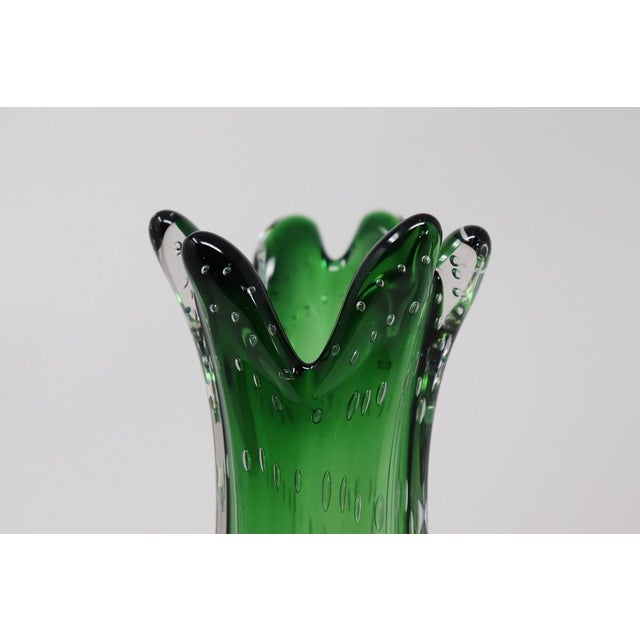 Italian Vase in Green Murano Art Glass, 1960s For Sale - Image 6 of 11