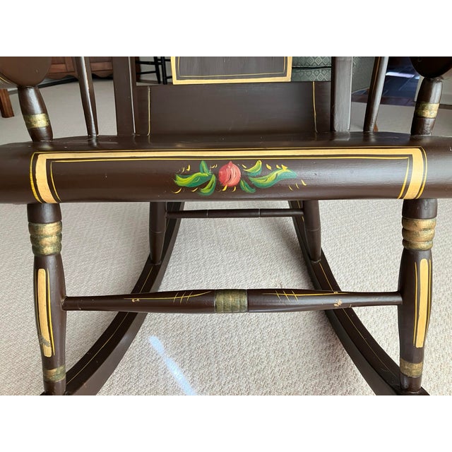 Mid 20th Century Mid-20th Century Farmhouse Folk Art Hand Painted Rocking Chair For Sale - Image 5 of 17