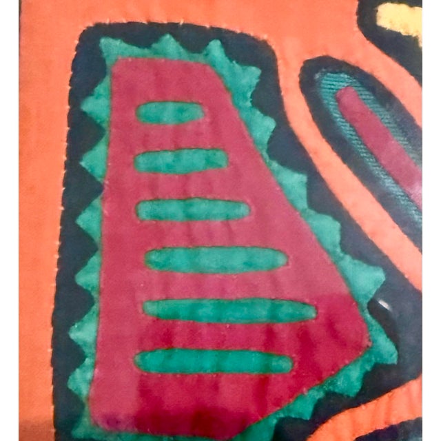Vintage Framed Panamanian Folk Art Guna Kuna Hand-Stitched Mola Textile For Sale In Los Angeles - Image 6 of 8