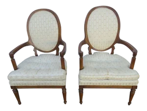French Distressed Side Living Bed Room Den Chairs- A Pair