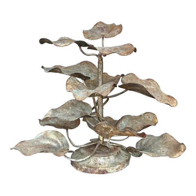 Vintage Boho Patinated Leaf Tree For Sale