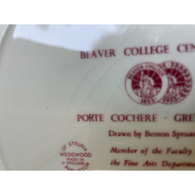 1950s Wedgwood Beaver College Pink Dinner Plate For Sale - Image 10 of 13