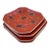 1970s Neiman Marcus Octagonal Hand-Painted Dessert Plates in Burnt Orange, Navy & Gold For Sale