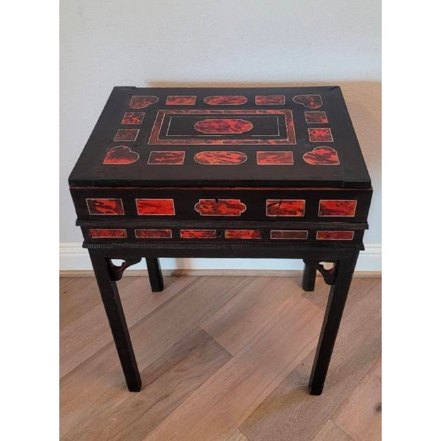 Red 17th/18th Century Antwerp Ebonized Wood Faux Red Tortoiseshell Standing Box Silverware Chest For Sale - Image 8 of 18
