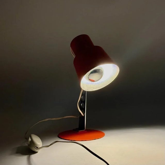 Vintage Italian Targetti Sankey Orange Desk Lamp, 1970s For Sale - Image 9 of 11