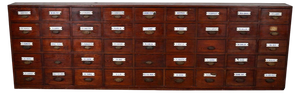Large Belgian Pitch Pine Apothecary Cabinet with Enamel Shields, 1900s