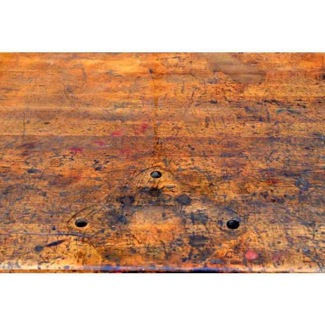 Wood Patinated Industrial Console For Sale - Image 7 of 10