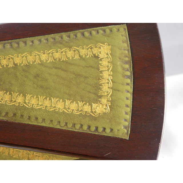 Victorian Wooden Library Stairs in Green Leather, 1940s For Sale - Image 10 of 11