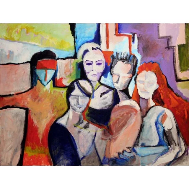 "Old Friends" Contemporary Abstract Expressionist Figurative Oil Painting For Sale
