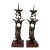 Early 20th Century Chinese Pair of Bronze Happy Buddha Candle Holders For Sale