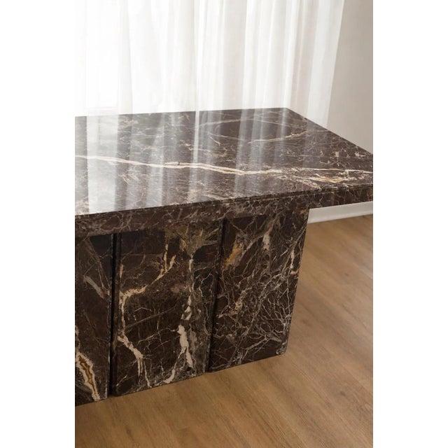 Red Vintage Rosso Levanto Marble Dining Table | Italian Pedestal Plinth Desk, Four-Seater For Sale - Image 8 of 10