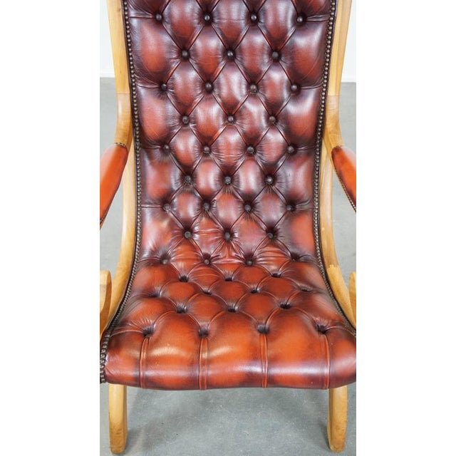 English Chesterfield Armchair in Cowhide Leather For Sale - Image 6 of 11