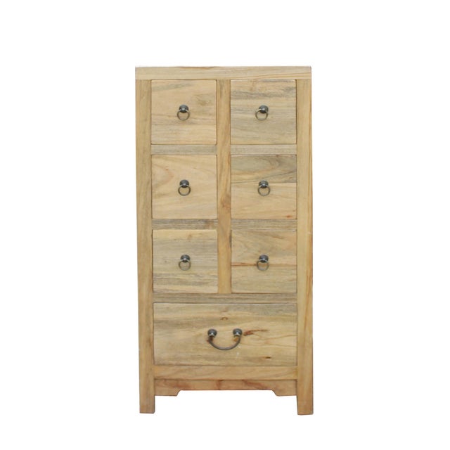 Chinese Raw Wood 7 Drawers Side Table Cabine Chairish