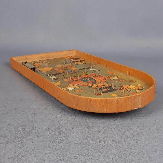 Antique Bagatelle Pinball Game in Wood and Metal with Circus Clown Theme, Early 1900s For Sale - Image 6 of 12