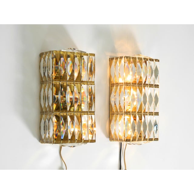 Metal Vintage Brass Wall Lamps with Crystal Shades by Bakalowits & Söhne, 1960s, Set of 2 For Sale - Image 7 of 18