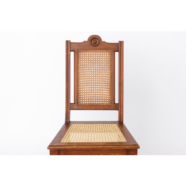 Turned Wood Chair with Woven Cane – Late Art Nouveau / Early 20th Century Manufactured approx. 1930–1950 Only 1 chair...