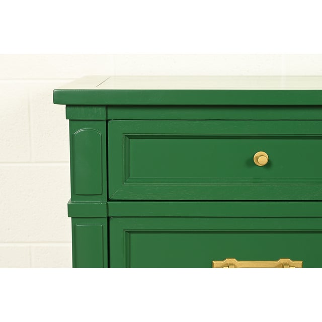 White Furniture French Regency Louis XVI Green Lacquered Dresser or Credenza, Newly Refinished For Sale - Image 10 of 17