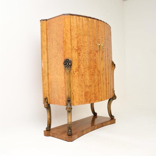 Glass Art Deco Burr Walnut Cocktail Cabinet from Harry and Lou Epstein, 1920s For Sale - Image 7 of 16