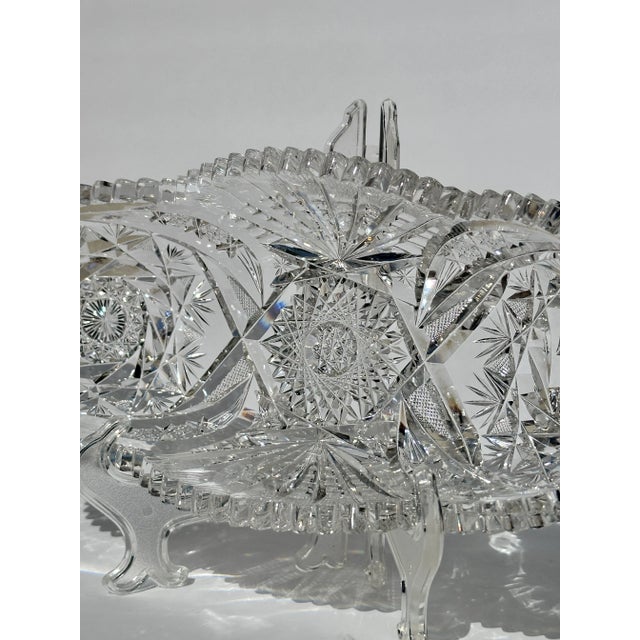 American Antique American Brilliant Period Cut Crystal Celery Relish Boat Dish For Sale - Image 3 of 13