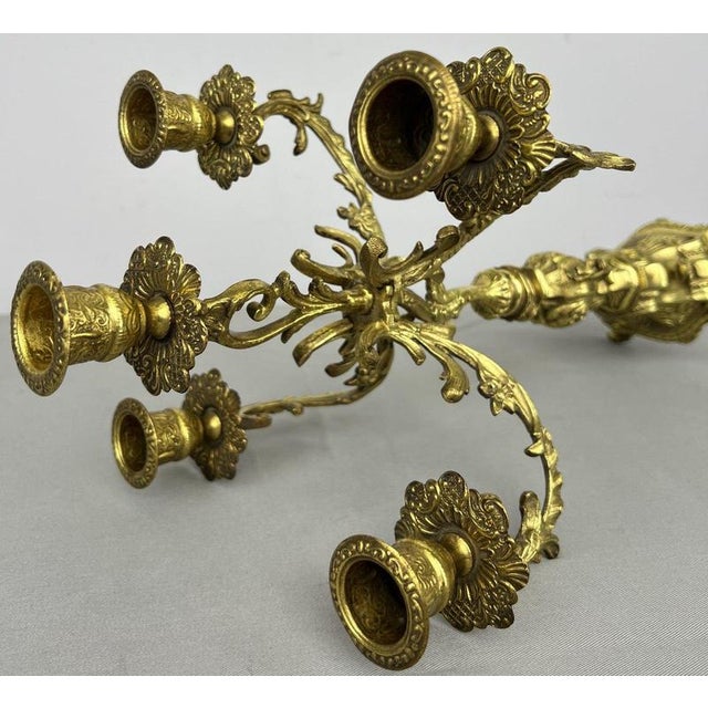 Vintage French Candleholders in Brass, Set of 2 For Sale - Image 10 of 12
