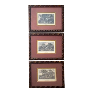 Set of 3 Framed Vintage Fox Hunting Engravings | English Equestrian Art Prints | Antique Decor For Sale