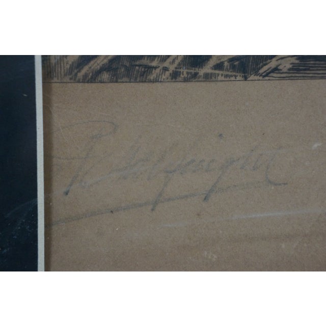 Antique Richard William Halfnight Signed Twilight Castle Sailboats Etching 32" For Sale - Image 13 of 13