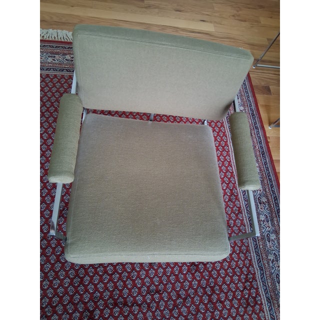 Milo Baughman Mid 20th Century Two Milo Baughman for Thayer Coggin 1188 "Thin Line" Chrome & Beige Armchair For Sale - Image 4 of 9