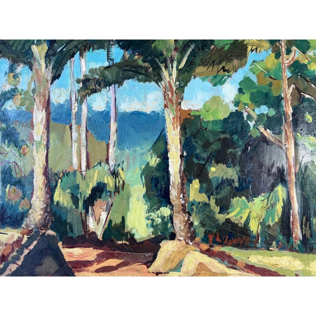 Wood 70's A. Soultanbereff Post- Impressionist Style Oil Landscape Painting For Sale - Image 7 of 9