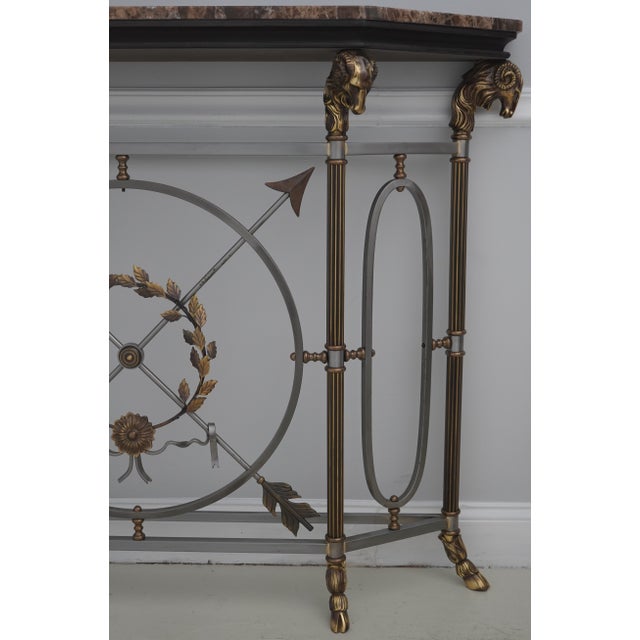 Maitland - Smith Maitland Smith French Empire Marble Top Steel Base Console Table For Sale - Image 4 of 17