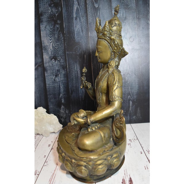 16.75" Tibetan Vajrasattva Bronze Buddha Statuary For Sale - Image 11 of 18