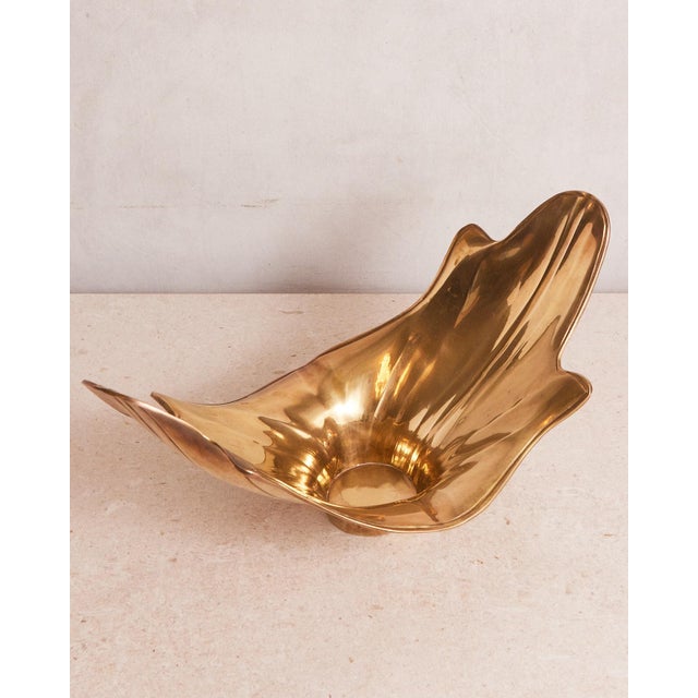 Brass 1970s Large Brass Low Bowl or Vase For Sale - Image 8 of 18