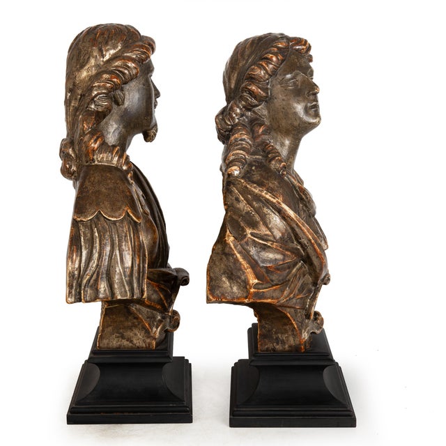 Baroque Pair of Carved Polychromed Wood Reliquary Busts of Saints, 17th/18th Century For Sale - Image 3 of 18